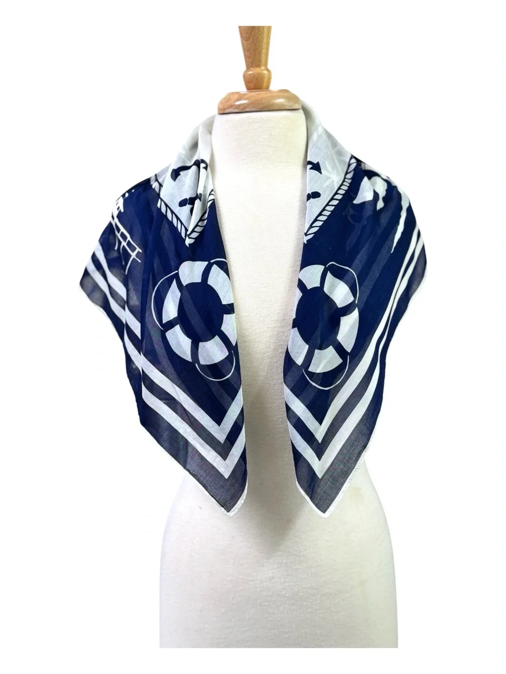 Echo Club 7 Cotton Nautical Anchor & Lifesaver Navy and White Panel